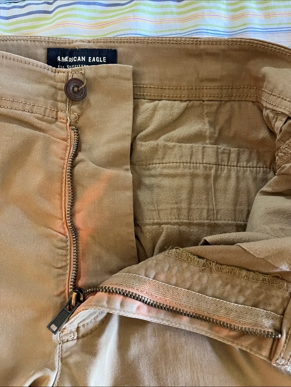 American Eagle Outfitters Men's Flat Front Shorts - Green & Khaki 2 Pairs 32